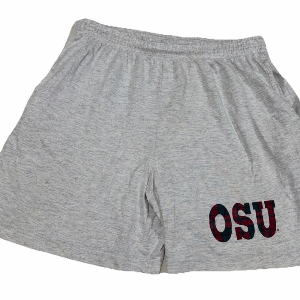 OSU Gray Lounge Shorts with Plaid Logo